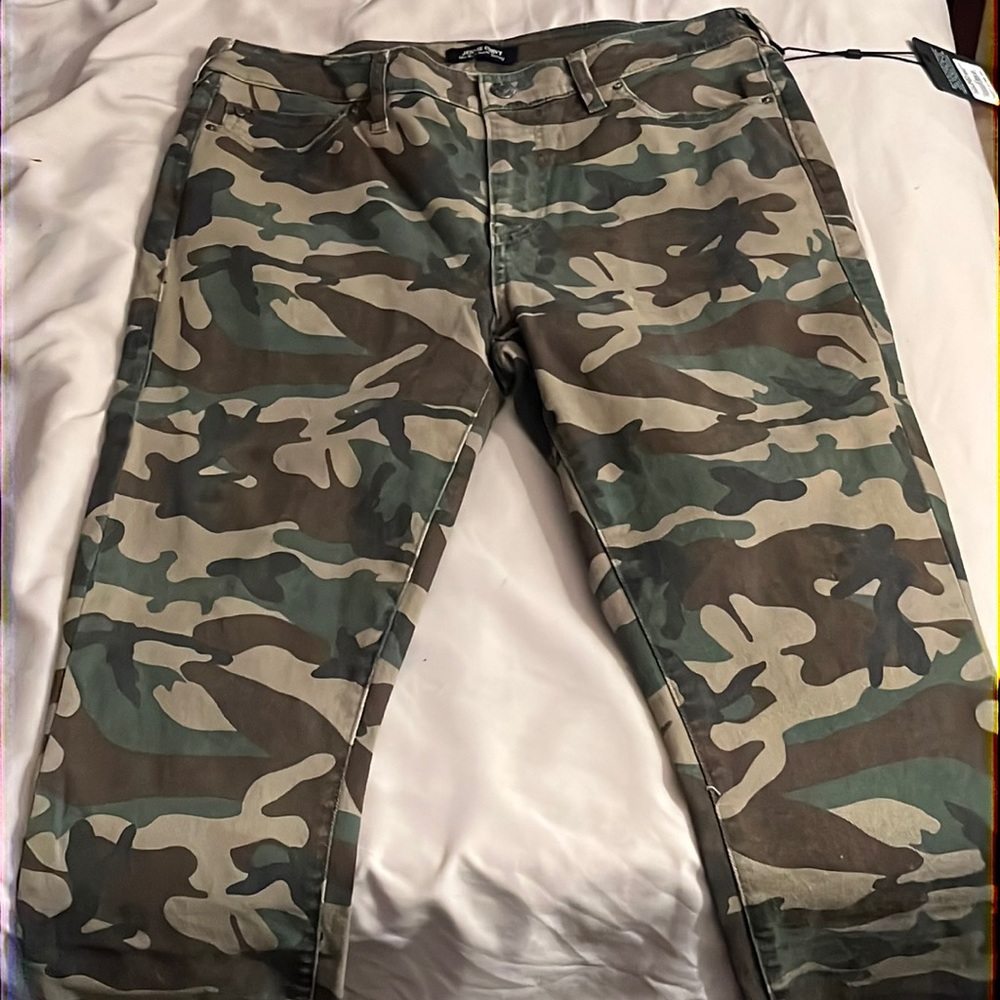 Green camouflage true religion jeans ins the style Jennie mid rise